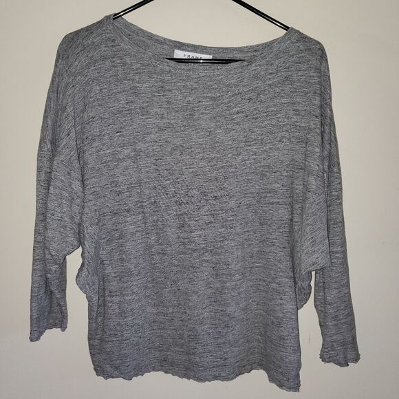 FRAME Gray Dolman 3/4 Sleeve Organic Linen Top Small - Picture 1 of 7